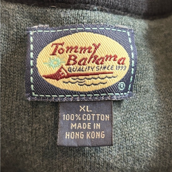 Tommy Bahama Men’s Black Cotton Green Full Zip Sweater Jacket Black Size Xl - Picture 2 of 16